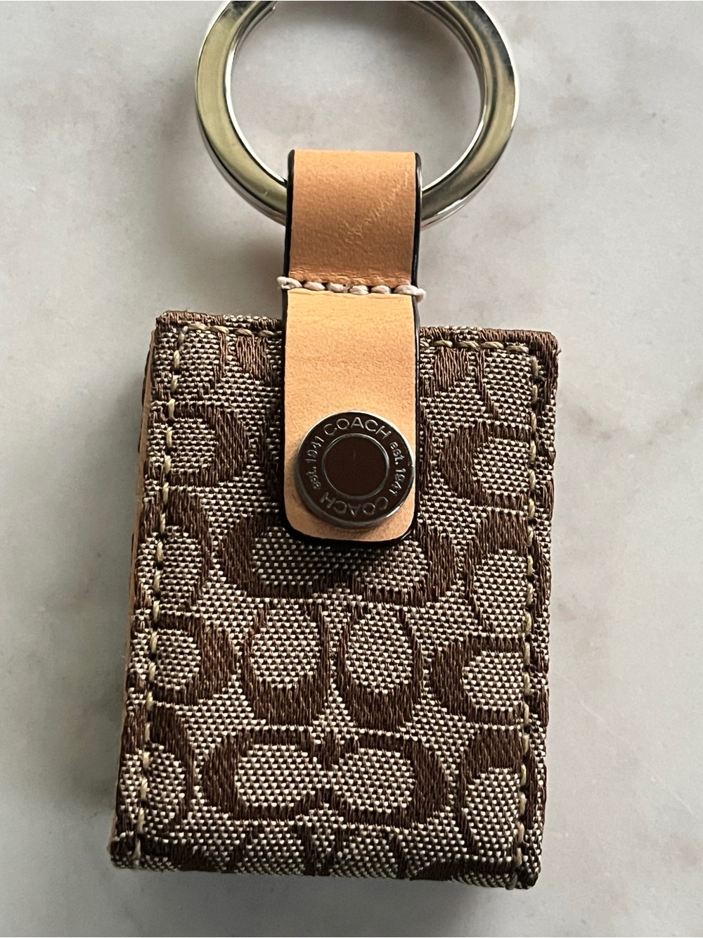Vintage Coach Signature Canvas Picture Frame Bag Charm Keychain Style 55785